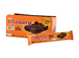 เวเฟอร์เคลือบและสอดไส้ครีมรสช็อกโกแลต ตรา ซุปเปอร์สตาร์