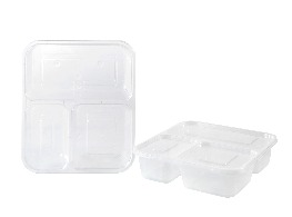 กล่องเวฟใสพร้อมฝา 3 ช่อง ขนาด 1000 ml.