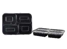 กล่องเวฟดำพร้อมฝา 4 ช่อง ขนาด 1000 ml.