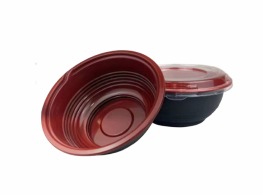 NLTY ถ้วยเบนโตะ สีดำแดง พร้อมฝา 500 ml.