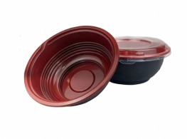 NLTY ถ้วยเบนโตะ สีดำแดง พร้อมฝา 700 ml.