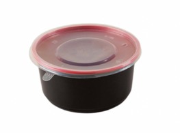 Box guru ถ้วยPPเวฟ สีดำแดง พร้อมฝา 800 ml. ( B-BT800RB )