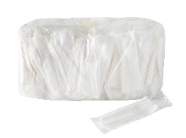 ชุดช้อนส้อมพลาสติกสีขาว + ทิชชู่ สีขาว