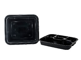 กล่องเวฟดำพร้อมฝา 5 ช่อง ขนาด 1000 ml.