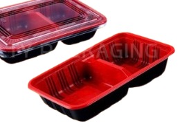 กล่องเวฟแดง-ดำพร้อมฝา 2 ช่อง ขนาด 750 ml.