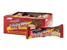 เวเฟอร์สอดไส้ครีมเคลือบคาราเมลช็อกโกแลตและข้าวพอง ตรา เบง เบง