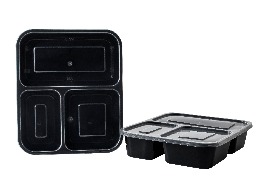 กล่องเวฟดำพร้อมฝา 3 ช่อง ขนาด 1000 ml.