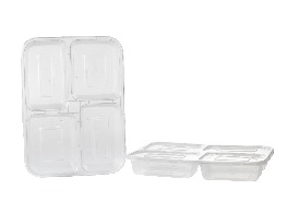 กล่องเวฟใสพร้อมฝา 4 ช่อง ขนาด 1000 ml.