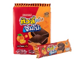 เวเฟอร์สอดไส้ครีมกลิ่นส้มเคลือบช็อกโกแลต ตรา ทิวลี่ ทวิน จัมโบ้