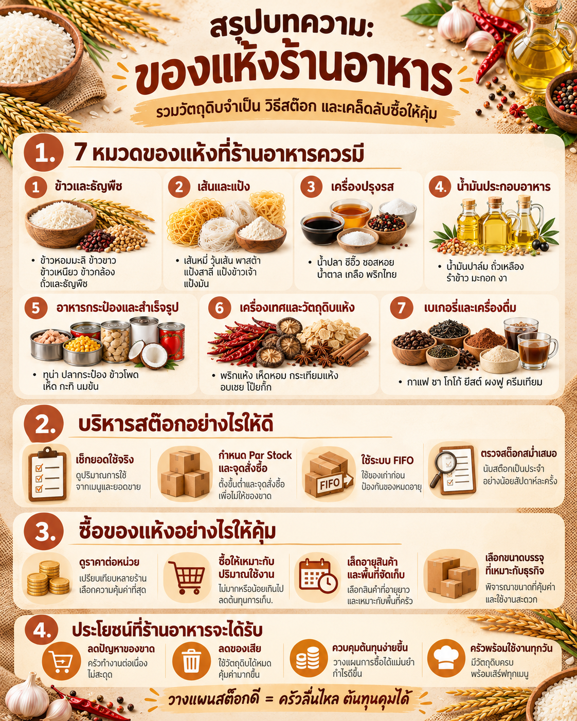 4 เรื่องต้องรู้ ของแห้งร้านอาหาร