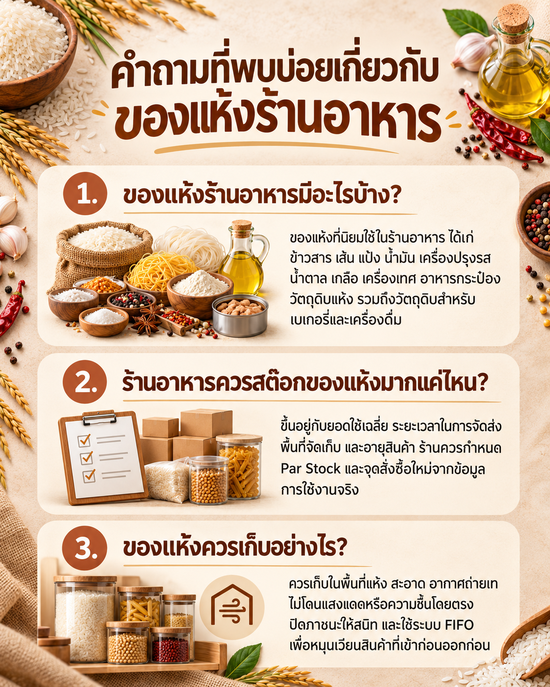คำถามพบบ่อย ของแห้งร้านอาหาร